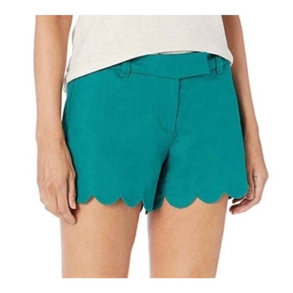 J Crew Scalloped Hem Shorts 100% Cotton Hammock Green New with tags Size 8
